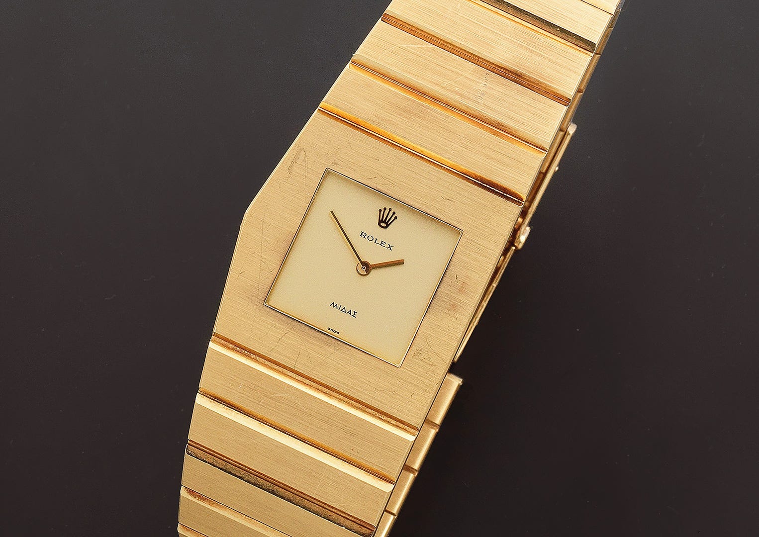The Rolex Midas is the brand's only asymmetrically cased watch.  Image courtesy of Bonhams